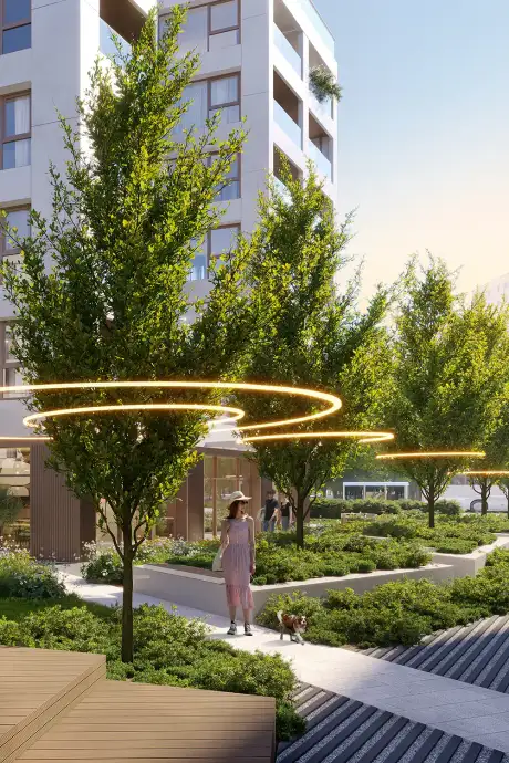 Zielone otoczenie inwestycji Cynamonowa, Warszawa Ursynów