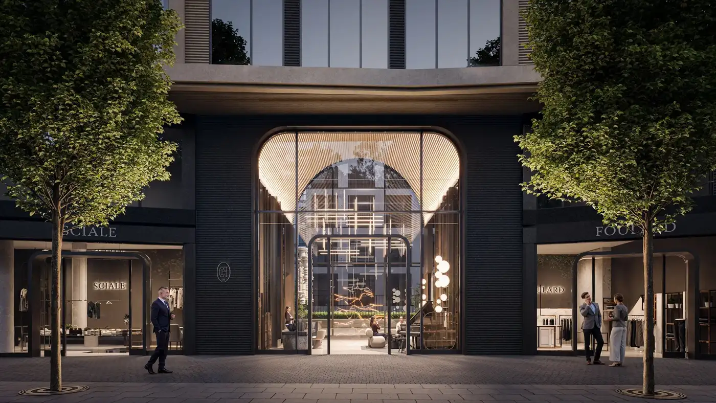 Wejście do inwestycji Chłodna 35, Warszawa Wola