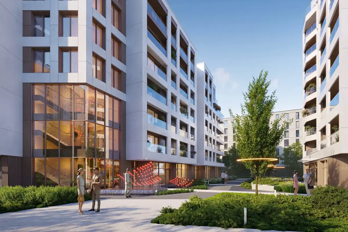 Patio inwestycji Cynamonowa, Warszawa Ursynów